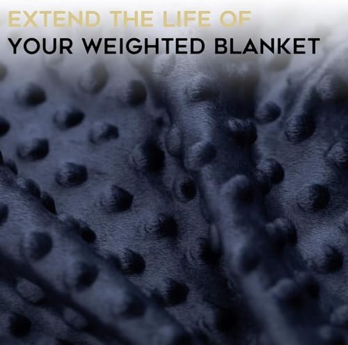 YnM Exclusive Cooling Rayon & Cozy Velvet Dual-Sided Cover for Weighted Blanket (48''x72'') - Blue Grey - Image 4