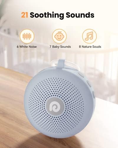 Dreamegg White Noise Machine - Portable Sound Machine for Baby Adult, Features Powerful Battery, 21 Soothing Sound, Noise Canceling for Office & Sleeping, Sound Therapy for Home, Travel(2Light Blue) - Image 3