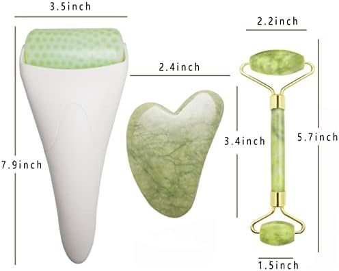 3 in 1 Ficial Face Ice Jade Roller and Gua Sha Tool, Natural Real Jade Anti-Wrinkle Face Eye Neck Massager Tool, Reduce Wrinkles, Puffiness, Migraine, Redness, Pain and Injury - Image 6