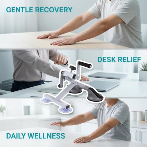 Arm Bike for Recovery Support with Rehab Glove, Hand Bike for Mobility Support with 4 Strong Suction Cups, Revitalizing Mobility Exerciser Arm for Shoulder Recovery, 10.2 x 9.8 x 5.1 in Steel Frame - Image 6