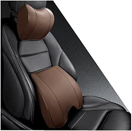 Memory Foam PU Leather Lumbar Pillow - Car Middle/Lower Back Support Pillow - Suitable for Car Seats, Office Chairs, Recliners, etc. (Brown) - Image 2