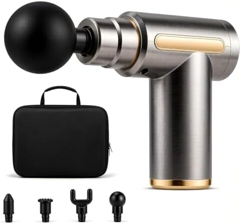 Small Massage Gun Handheld Deep Tissue Massager Gun Ideal Gift for Men & Women (Grey) by Unknown