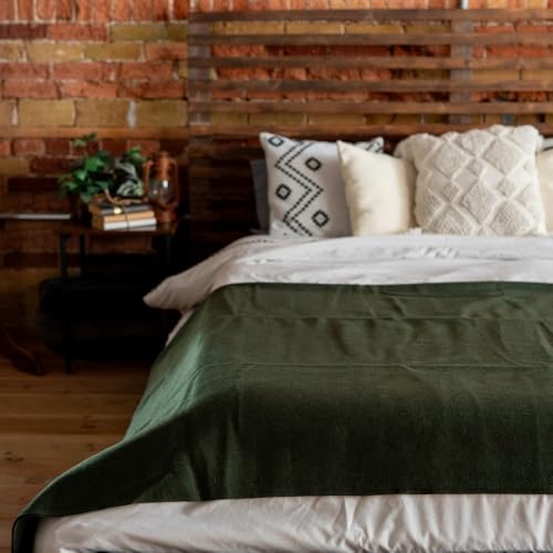 Arcturus Tahoe Wool Bed Blanket | Soft, Breathable Wool Blanket for Year-Round Comfort - King Size (90"x 108") | Thick & Washable (Olive Green) - Image 3