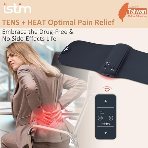 iStim X1 Wireless Heat TENS Unit Muscle Stimulator for Back Pain Relief - Rechargeable Massager with Remote Control,15 Intensity and Japanese Gel Pads - Image 5