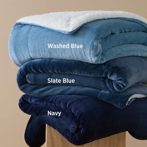 Bedsure GentleSoft Sherpa Fleece Blankets King Size for Bed, Non-Heated, Thick and Warm Throw for Women and Men, Soft Fuzzy Plush King Blanket for Winter, Slate Blue, 108x90 Inches - Image 6