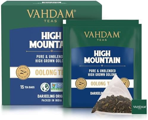 VAHDAM, High Mountain Oolong Tea Bags (15 Count) Non GMO | High Grown Oolong Tea Leaves - Light & Floral | Resealable Ziplock Pouch by Unknown