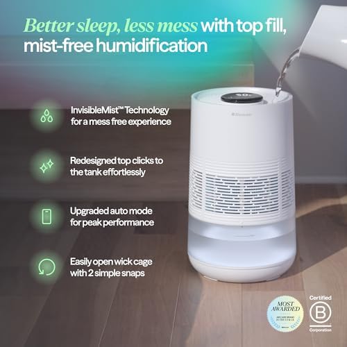 BLUEAIR Premium Smart Humidifier for Large Rooms, Bedrooms, Better Sleep with Evaporative Invisible Mist Tech, Auto Humidify, Easy Top Fill, Smart Control with App, Touchscreen, 3.5L Tank for 48 hours - Image 2