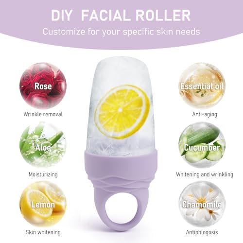 Ice Roller for Face and Eye, Reusable Silicone Ice Facial Roller for Reducing Puffiness, Ice Face Mold Skin Care, Ice Cube Roller Tools for Women - Purple 3 Pcs - Image 5