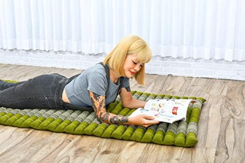 Leewadee - Foldable Floor Mattress - Japanese Roll Up Futon -Trifold Tatami Mat- Guest Floor Bed - Camping Mattress - Thai Massage Mat, Kapok Filled, 75 x 28 inches, Green - Image 6