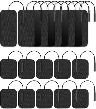 TENS Unit Replacement Pads, Nursal Reusable Self-Adhesive Electrodes Pads 20 Packs 2x2” 2x4”, Latex Free Pigtail TENS Pads, Compatible with TENS 7000, AUVON TENS, Etekcity, Nicwell Care Tens by NURSAL