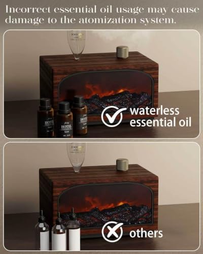 Waterless Oil Diffuser, Fireplace Flame Model, 3 Color Light with Bulb - Image 2