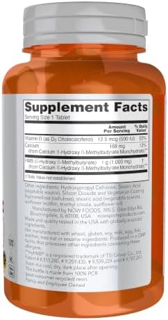NOW Foods Sports Nutrition, HMB (β-Hydroxy β-Methylbutyrate), Double Strength 1,000 mg, 90 Tablets - Image 2