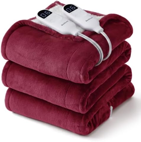 Bedsure Heated Blanket King Size, Dual Control Electric Blanket, Burgundy by Unknown