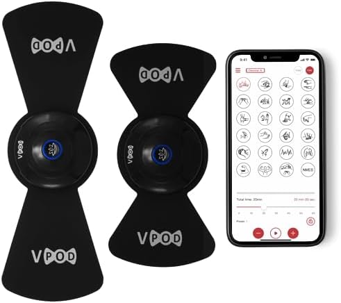 VPOD Deluxe Wireless TENS Unit Muscle Stimulator with Smartphone App Control - Bluetooth Enabled for Pain Relief Therapy - Rechargeable Portable Device for Back and Neck Pain by MassageTherapyConcepts