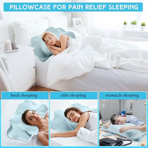 Hahafelt Cooling Cervical Neck Pillowcase,Haze Blue,Standard Size - Image 6