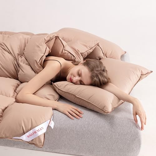 SNOWMAN Premium Down Comforter Cal King Size, Khaki Duvet Insert All Season - Image 6