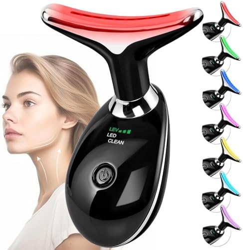 Facial Massager Red-Light-Therapy-for-Face and Neck, Face  culpting Wand with 7 Color (Bright Black) by Doset