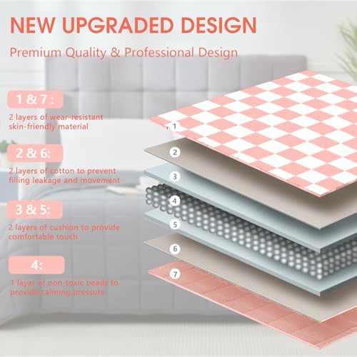 Weighted Blanket for Adults 20lbs, 60"x80", Queen Size Cooling Heavy Blanket for 180-220lbs, Microfiber Soft Big Blankets Weighted Comforter, Pink Checkered - Image 6