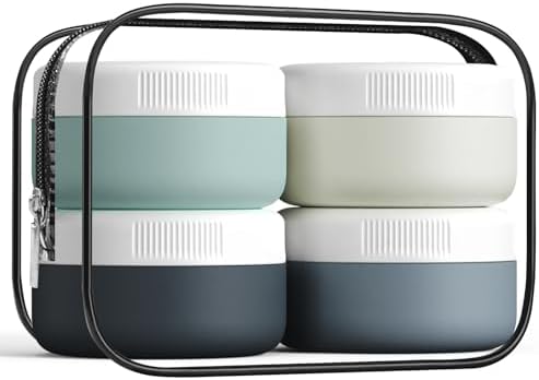 Kuangre Travel Containers for Toiletries, Silicone Cream Jars BPA-Free, Leak-proof 1.35oz Travel Size Containers, Portable Size Silicone Jars with Lid for Cosmetic Face Hand Body Cream (4 Pack) by Kuangre
