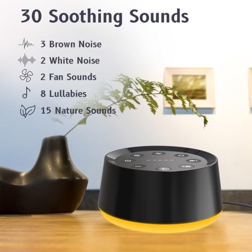 Brown Noise Sound Machine with 30 Soothing Sounds 12 Colors Night Light White Noise Machine for Adults Baby Kids Sleep Machines Memory Function 36 Volume Levels 5 Timers for Home Office Travel - Image 2