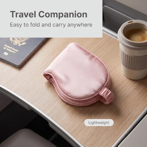 [1 Pack] QSYW Sleep Masks, Satin Eye Mask for Sleeping - Silky Eye Masks Bulk with Storage Bag & Elastic Strap,Pink - Image 4