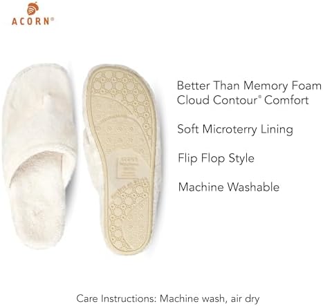 Acorn Women's Spa Thong Slippers with Cloud Contour Comfort - Arch Support and Plush Fluffy Terry Lining, Perfect for Beach, Camping, Poolside, or Bathroom Wear - Image 4