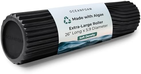 Oceanfoam Tsunami Roller (Black & Charcoal Marbled) - Extra-Large, 26" x 5.9" - Soft, Textured Foam Roller for Physical Therapy, Back Pain, Exercise & Stretching - Yoga, Athletics, & Wellness by Oceanfoam
