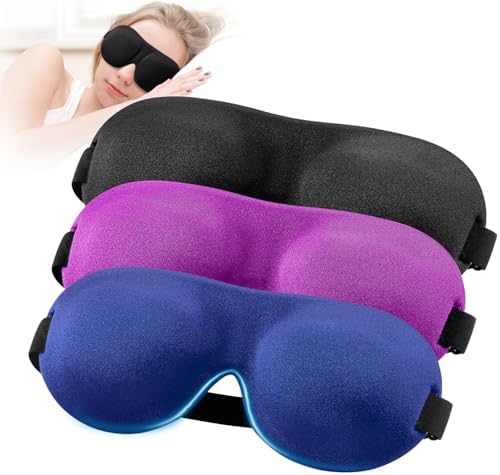 YIVIEW Sleep Mask for Back and Side Sleeper 3 Pack, 100% Blackout Eye Mask by YIVIEW