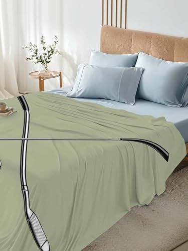 Twin Flat Sheet Golf Ball Club Flat Sheets Only Soft Breathable Microfiber Bedding Top Sheets Luxury Hotel Quality Game Sports Sage Green Twin Bed Sheet for All Season Bedroom Dorm Home Decor - Image 4