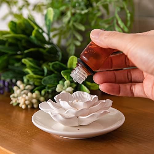 Essential Oil Passive Flower Diffuser -Non-Electric Porcelain Aromatherapy Diffusers for Small Mini Room, Desk Decorative, Bathroom (Hibiscus) - Image 4