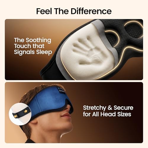 LC-dolida Sleeping Headphones Eye Mask, Sleep Mask with Bluetooth Headphones 3D Eye Mask Wireless Music Cotton Sleep Cover for Side Sleepers Nap Insomnia Air Travel Meditation Gifts for Unisex - Image 6