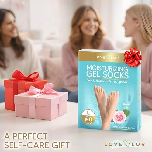 Love Lori Moisturizing Gel Socks for Women - Dry Cracked Feet, L - Image 3