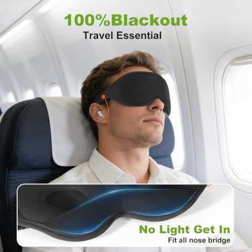 3D Contoured Sleep Mask with Earplug Keeper,Earbuds Anti-Loss,100% Pressure-Free & Total Light Blocking Eye Mask with Adjustable Strap. Ideal for Sleep Earplug User, Airplane Travel, Meditation,Grey - Image 4
