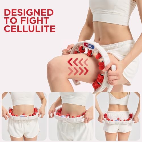Cellulite Massage Tool, Anti-Cellulite Roller- Lymphatic Drainage Massager - Muscle Roller, Deep Fascia Massage, Dimpled Skin Removal, Legs/Thighs/Buttocks (15 Wheel - Red) - Image 5