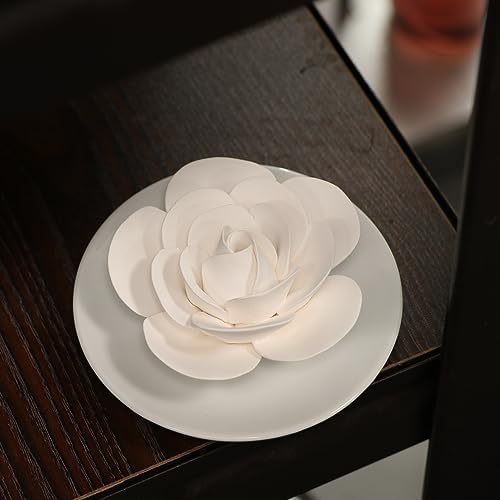 Passive Diffuser for Essential Oil-Ceramic Diffuser Non Electric Oil Diffusers for Small Mini Room, Desk Decorative, Bathroom (White Camellia) - Image 6