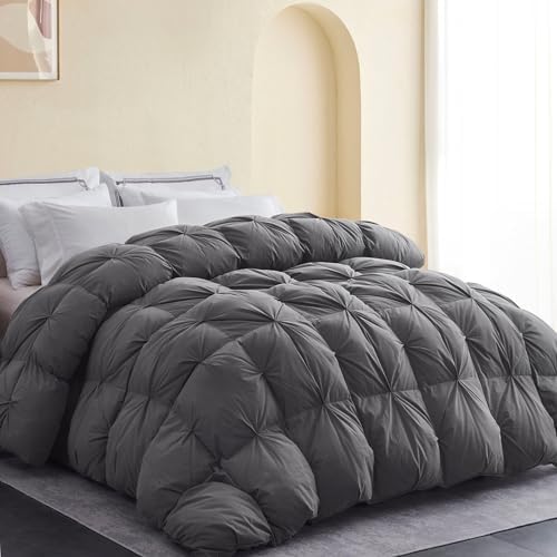 SNOWMAN Premium Down Comforter Cal King, Fold Grey Duvet Insert All Season by SNOWMAN