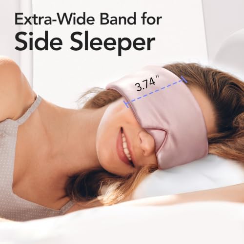 LitBear Silk Sleep Mask for Side Sleeper, Travel, Airplane, Office, Pink - Image 6