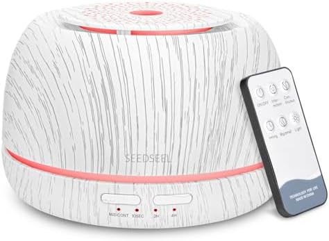 SEEDSEEL 300ML Essential Oil Diffuser, Aromatherapy Diffuser,with Remote Control, 7-Color LED Lights,8 Hours Run Time,Suitable for Home, Bedroom by SEEDSEEL