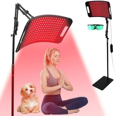 Red Light Therapy for Face and Body, 204PCS 3-in-1 LED Red Infrared Light Therapy Lamp Panel 660nm / 850nm /940nm Wavelength with Adjustable Stand&Protective Goggles–Home Use Gift for Man, Women&Pet by RedlighttherapyRLTisbecomingapopulartoolfornaturalhealingandrejuvenation