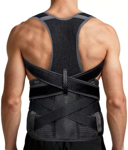 Upgraded Posture Corrector for Women & Men, Back Brace for Upper/Lower Back Pain, Herniated Disc, Sciatica,Adjustable Support & Bionic Panel M (29"-34") by TEKOMVO