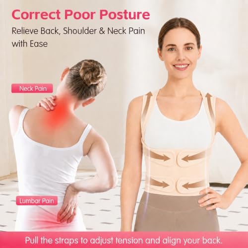 Posture Corrector for Women & Men, Adjustable Full Back Brace Support - Image 2