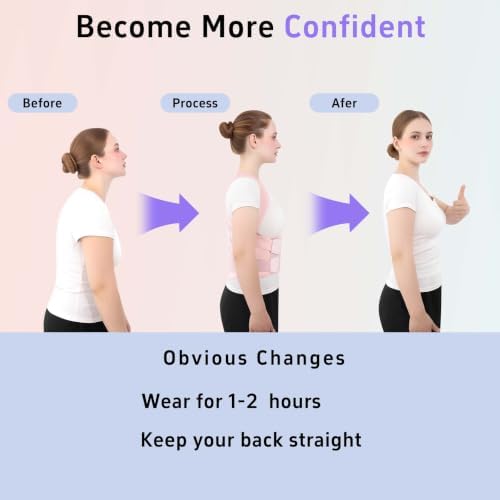 Posture Corrector for Women and Men Back Brace Straightener Pain Relief Back Support Lightweight Adjustable Hump Scoliosis Traction Correction Helps Reduce Upper Hunchback Slouching Kyphosis Pink XX-Large - Image 6
