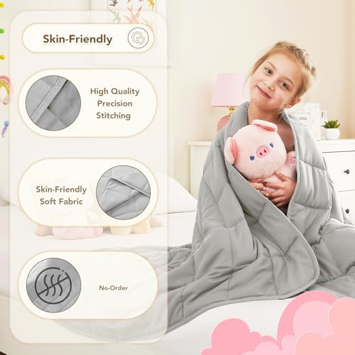 CuteKing Weighted Blanket - Weighted Blanket with Premium Glass Beads - Breathable Heavy Blanket for Comfortable Rest - Thick Blanket All Season (3lbs, 36"x48", Light Grey) - Image 5