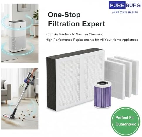 PUREBURG Replacement Filter Compatible with Broan NuTone Air Purifier Model BNAP-100, H13 True HEPA and Activated Carbon Multi-Layer Filtration, Pack of 2 - Image 5