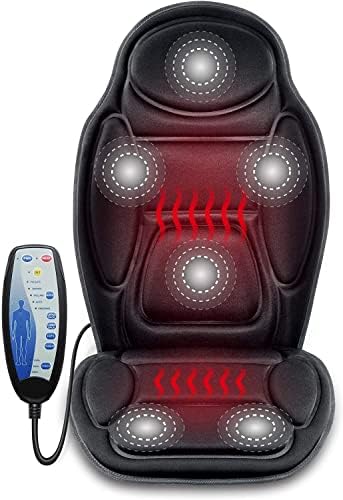 Snailax Massage Seat Cushion - Back Massager with Heat, 6 Vibration Massage Nodes & 2 Heat Levels, Massage Chair Pad for Home Office Chair, Black by Snailax