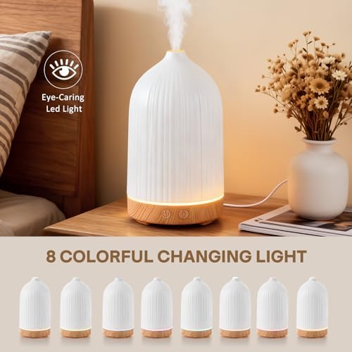 100ML Essential Oil Diffuser, Ultrasonic Cool Mist Aromatherapy Diffuser with Timer & 8-Color LED Light, Continuous & Intermittent Mist Modes, Auto-Off, Quiet Diffusers for Home Office Yoga - Image 2
