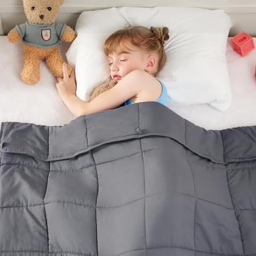 yescool Weighted Blanket 5 Pounds Cooling Weighted Lap Blanket, Grey Heavy Blankets for Sleeping, Weighted Throw Blanket Gift for 40-60lbs, 40"x60" by yescool