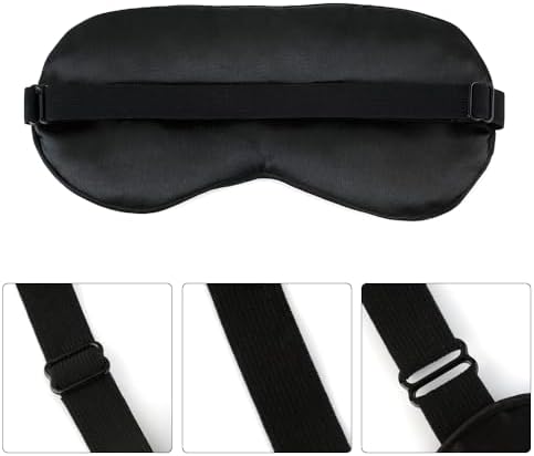 2 PCS Black Satin Sleep Masks, Adjustable Silk Eye Mask for Sleeping, Blind Folds Soft Breathable Blindfold for Adults Couples Play Party Games Airplane Travel Essentials Eye Covers Patches Night Mask - Image 6