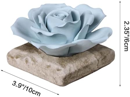 Ceramic Passive Essential Oil Diffuser, Aesthetic Desktop Handmade Flower & Concrete Base, Porcelain Aromatherapy Oils Diffuser for Home, Office, Yoga, Spa Room (Blue Rose) - Image 6