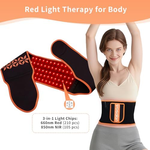 Upgraded Red Light Therapy for Body - 660nm & 850nm LED with Timer, Red Light Belt for Muscle Pain Relief on Back, Shoulder, Waist - Wearable Infrared - Image 4